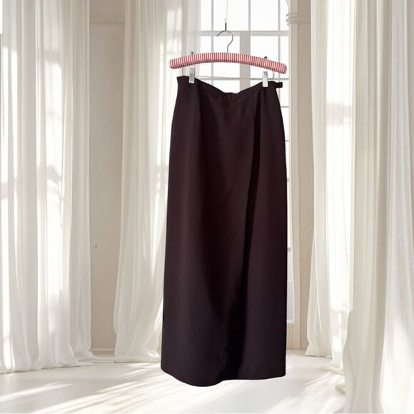 Worthington Brown Faux Wrap Maxi Skirt Size 10T - Picture 9 of 10